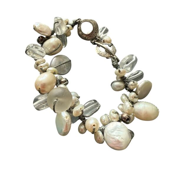 Silpada 925 Sterling Silver Pearl & White Beads Bracelet - Picture 1 of 8